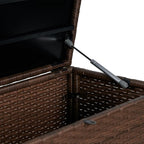 happimess TRK1002B Nino 59.06" Modern Minimalist Outdoor Faux Wicker Deck and Patio Storage Box, Brown, Soft-Close, for Package Delivery, Patio Furniture, Cushions, Gardening Tools, Pool Supplies