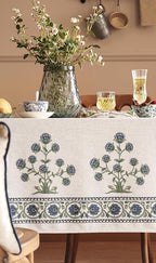 patdrea Designer Small Blue Square Tablecloth Table,Vintage Linen Leaves Floral Pattern Floral Tablecloths,Table Cover Cloth Fall Decor for Kitchen Dining Christmas,Thanksgiving,55"x55"-Ivar B