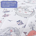 JSD Girls Mermaid Full Comforter Set for Girls, 3 Piece Kids Printed Comforter with Pillow Sham, Soft Comfortable Machine Washable