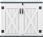 DWVO Outdoor Storage Shed, Weatherproof Resin, 35 Cu Ft Capacity, Horizontal Design, X-Shaped Lockable Door, Suitable for Bike, Garden Tools, Trash Cans, Light Gray