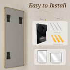 Bathroom Mirror 60" x 36", Large Rectangle Wall Mirror, Gold Metal Frame Wall Mounted Mirrors for Bathroom, Vanity, Bedroom, Entryway Decor(Horizontal/Vertical)