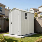 Devoko 4x6 FT Outdoor Storage Plastic Shed, Waterproof Resin Garden Shed with Lockable Door, Floor & Window, All-Weather Tool Shed for Backyard, Patio, Lawn, Poolside