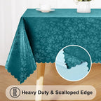 Smiry Rectangle Waterproof Heavy Duty Vinyl Tablecloths, 60 x 84 Inch | Wipeable Washable Floral Embossed Table Cover for Kitchen and Dining Room, Indoor & Outdoor Use, Emerald Green
