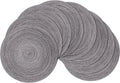 SHACOS Round Braided Placemats Set of 8 Round Table Mats for Dining Tables Non Slip Washable (Black Grey, 8)