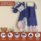 Maison d' Hermine Pot Holders 100% Cotton Potholders (8" x 8", Pack of 2) | Heat Resistant Hot Pads with Loop BBQ Cooking Kitchen Handling Hot Pans Thanksgiving Christmas - Christmas Market - Blue