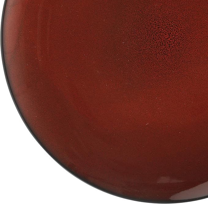 Gibson Elite Soho Lounge Round Reactive Glaze Stoneware Dinnerware Set, Service for Four (16pcs), Red