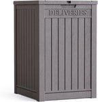 55 Gallon Plus Lockable Resin Deck Box, Waterproof Outdoor Storage Box for Patio Furniture, Garden Tools, Pool Accessories, UV-Resistant Outside Delivery, Grey