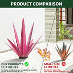 Large Tequila Rustic Sculpture, Rustic Metal Agave Plants for Outdoor Patio Yard, Home Decor Hand Painted Metal Agave Garden Yard Statue, Outdoor Lawn Ornaments Yard Stakes (Rose Red - M)