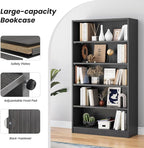 Farini 5 shelf boockase Display Bookcase Freestanding Wooden Bookshelves for Home Office Living Room,60 Inch Height,Grey