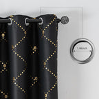 Grommets Blackout Long Window Curtains Black Gold-52W*108L 2PCS Drapes for Bedroom