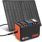 Takki 120W Peak Solar Generator Portable Power Station with 21W Panels, 88Wh Solar Charger Power Bank AC DC USB Ports for Camping Tent Laptop Outdoor Emergency