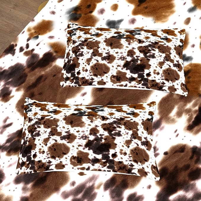 Tailor Shop Full Cow Print Bedding Set, 3Pcs for Boys Teens Girls, Includes Comforter & 2 Pillowcases, All Seasons, Polyester Microfiber, Unisex, Ideal Gift