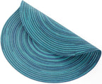 SHACOS 15 inch Round Placemats Set of 4 Variegated Multicolor Place Mats Cotton Polyester Braided Non Slip Washable Heat Resistant Table Mats for Home Wedding Dinner Party Table Decor, Rainbow Teal