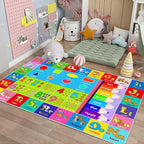 Kids Alphabet Play Game Rug - -4'x6' ABC Numbers and Shapes Educational Learning Toddler Carpet - Kids Room Playroom Classroom Kindergarten Activity Fun Soft Non-Slip Mat