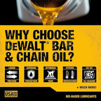 DEWALT – Biodegradable Bar & Chain Oil – Green, Eco-Friendly, Non-Toxic Professional Bar & Chainsaw Lubricant – Ultraclean All-Season Oil for Gas, Electric Saw, and Pole Saw, 32 oz (Case of 12)