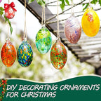 6PCS Hand Blown Glass Egg Ornaments Colorful Hanging Ornament Balls Gazing Ball Friendship Ball Decor for Garden Patio Window Christmas Tree