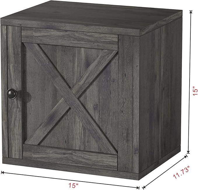 Magic DIY Cube Storage Organizer Stackable Cubes for Home Books Clothes Toy -Modular Cubby Storage System -Office Cubical -Bookcase Closet (French Oak,Door Cube)