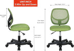 Amazon Basics Kids Adjustable Mesh Low-Back Swivel Study Desk Chair with Footrest, Green