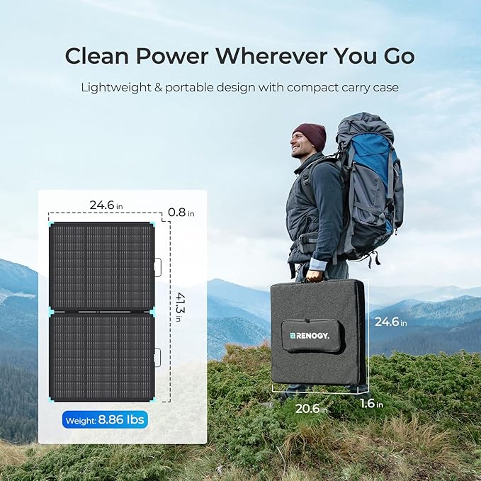 Renogy 100W Portable Solar Panel Suitcase, 25% High Efficiency N-Type Foldable Solar Charger for Power Station, Durable for Decades, 19% Lighter with Kickstands, for RV Camping Off-Grid Blackouts