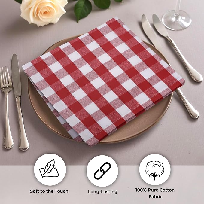 Urban Villa Cloth Napkins Cotton 20x20 (Set of 6) Red