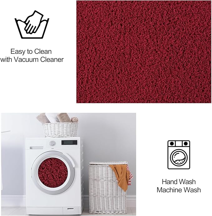 Area Rugs for Bedroom Living Room, 4x6 Rose Red Super Soft Comfy Thickened Memory-Foam Indoor Carpets, Modern Aesthetic Minimalist Carpet for Boys Girls Adults Apartment Nursery Home Décor