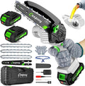 Mini Chainsaw Cordless,6 Inch Portable Electric Chainsaw with Automatic Oiler/Security Lock/Battery Powered Small Handheld Saw for Trees Branches Trimming,Wood Cutting, Gifts for Men Women