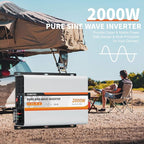 2000W Pure Sine Wave Inverter 24V DC to 120V AC Converter for Truck Boat Camping Outdoor Solar System, 2000 Watt Power Inverter with LCD Display, Remote Controller, USB Port, 4 AC Outlets