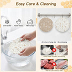 2Pcs Beige Reusable Beeswax Bowl Covers Bread Sourdough Bowl Covers for Proofing Rustic Wheat Reusable Elastic Bread Sourdough Cover Wrap Dough Proofing Food Storage Kitchen Baking Supplies