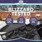 Buffalo Blizzard Deluxe Winter Cover for 16 ft x 24 ft Rectangle Inground or Above Ground Swimming Pools | Blue/Black Reversible | 5-Foot Additional Material