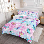 Datura home Kids Comforter Set Mermaid Scale Butterfly Printed Pattern Bedding Set with 1 Comforter and 2 Pillowcases for Girls Boys Bedroom All Season(Mermaid Full)