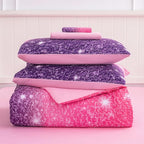 Full Size Bedding Sets Kids Bedding Sets for Girls,Galaxy Bedding 7pieces Glitter Pink Comforter Colorful Comforter Full Size Comforter Sets for Teen Girls(Purple)