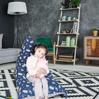 Stuffed Animal Storage Bean Bag Chair Cover, Cotton Blue Universe Plush Toy Storage Stuff and Sit Seat for Kids/Teens/Adults, 52" x 31" Extra Large Triangle Floor Sofa, 200L/52Gal, Cover Only