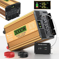 3000 Watt Inverter 12V DC to 110V/120V AC, Pure Sine Wave Inverter for Truck/RV/Home/Solar/Off-Grid, Surge 6000W Pure Sine Power with 3 AC Sockets, 5V 3.4A USB, Digital Display, Remote Controller