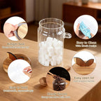 holoith 2 Pack Sugar Bowl Sugar Container 27oz Glass Jars with Bamboo Lid and Spoon, Airtight Food Storage Jar for Coffee Bar, Kitchen Canisters for Coffee Beans, Spice, Brown Sugars, Nuts, Candy | Airtight Food Storage Jar for Coffee Bar, Kitchen Cani...