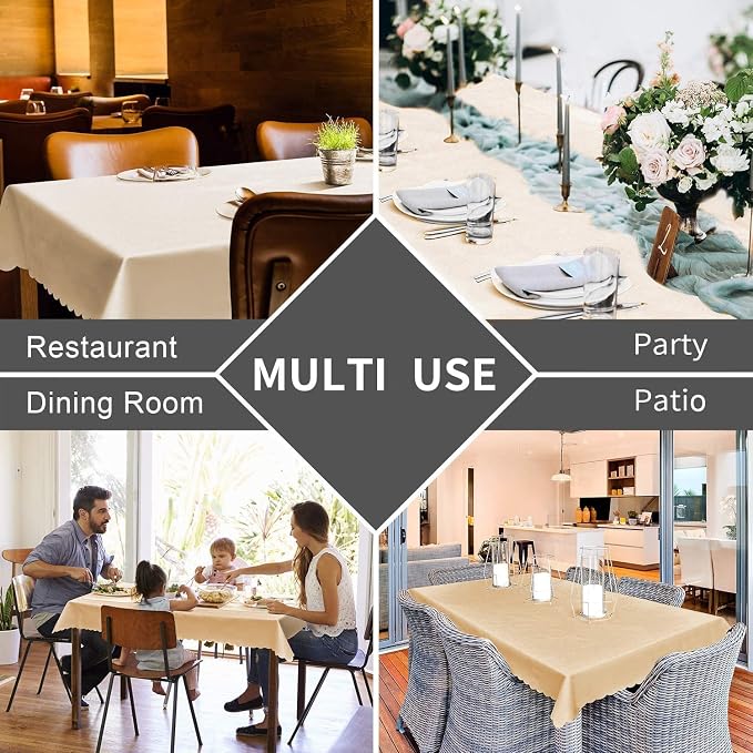 Smiry Rectangle Waterproof Heavy Duty Vinyl Tablecloths, 54 x 120 Inch | Wipeable Washable Floral Embossed Table Cover for Kitchen and Dining Room, Indoor & Outdoor Use, Brown