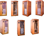 Far Infrared Sauna Room 1-2 Person Infrared Home Saunas, 8 Low EMF Heating Panels, 1510 Watts Red Cedar Wooden Saunabox with LED Reading Lamp, LCD Display-Control, Blue-Tooth Audio