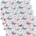 Feelyou Butterfly Table Place Mats, 18"x12" Girl Butterfly Floral Placemats Set of 4 for Beautiful Butterfly Placemat for Kitchen Dining Table Decor Indoor Outdoor Floral Botanical