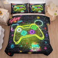Twin Bedding Sets for Boys, Gamer Comforter Sets for Boys Teens, 3D Printed Gaming Console Soft Microfiber Bedding Sets, Twin Bed Comforter Set for Boys (1 Comforter +1 Pillowcases)