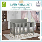 Cape Cod 5-in-1 Convertible Crib in Storm Grey, Greenguard Gold Certified, 55x30x44.5 Inch (Pack of 1)