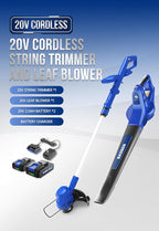 WILD BADGER POWER 20V Weed Wacker & Leaf Blower, Electric with 2 * 2Ah Battery & Charger, String Trimmer, Lightweight, Adjustable Telescopic Shaft, Easy to Use