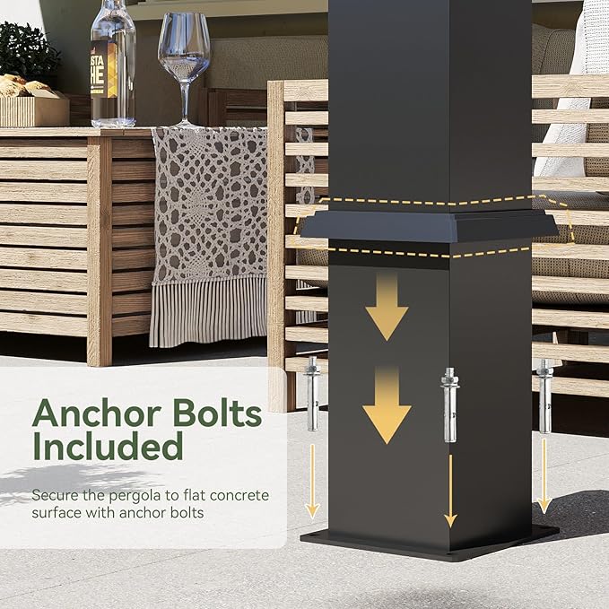 Aoxun Louvered Pergola 10' x 13' 96S Outdoor Metal Pergola with Adjustable Top for Decks, Gardens and Backyards, Easy Assembly via Structural Patent, Gray
