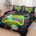 NINENINE Full Size Bedding Sets for Boys,5PCS Gaming Bedding Sets,Full Size Comforter Size for Boys,Boys Bedding Full Size(1Comforter, 1Flat Sheet, 1Fitted Sheet, 2Pillowcases)