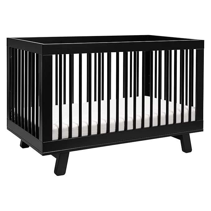 Babyletto Hudson 3-in-1 Convertible Crib with Toddler Bed Conversion Kit in Black, Greenguard Gold Certified