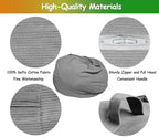 Stuffed Animal Storage Bean Bag Chair Cover (No Filler) Organizing Children's Plush Toys for Kids and Adults Keep your Memory Foam More Organized Gray