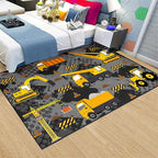 Construction Rugs for Boys Room Play Rug for Cars and Trucks Car Rug Play Mat Kids Rugs for Playroom Car Rug for Boys Room Construction Decor for Boys Room,Grey 4'5''×6'