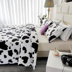 SDY 3 Pieces Milk Cow Print Stuff Bedding Comforter Set Full with 2 Pillowcases for Kids Teens Girls Women, Microfiber, Easy Wash, Light Breathable Cozy White Base Cute Milk Cow Pattern, Full Size…
