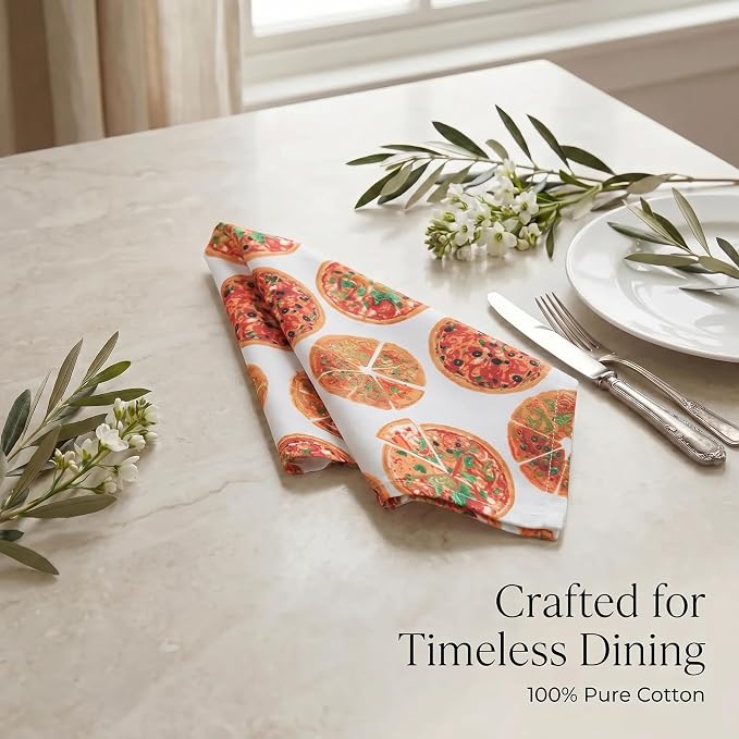 Urban Villa Cloth Napkins Cotton 20x20 (Set of 12) Pizza-Print