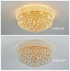 9-Light Crystal Flush Mount Chandelier Ceiling Light Fixture for Living Room Dining Room Bedroom Foyer Entryway Hallway Closet Bathroom (Gold D22)