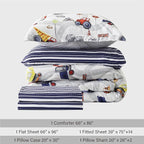 Truck Twin Comforter Set for Boys,5 Pieces Kids Bedroom Bedding Set with Sheets and Pillowcase,Super Soft Lightweight for All Seasons,Car,Machine Washable