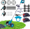 Weed Wacker Cordless Adjustable Weed Eaters 3 in 1 Electric String Trimmer Lawn with Two Battery with Charger Comes with Multiple Blades for Yard,Green,Garden(Blue)